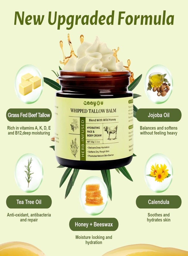 Gaayou Whipped Tallow Balm Organic Grass Fed Beef Tallow for Skin, Tallow Honey Balm Natural Beef Tallow for Face & Body Moisturizer, Deep Hydration & Nourishment, All Skin Type - Image 4
